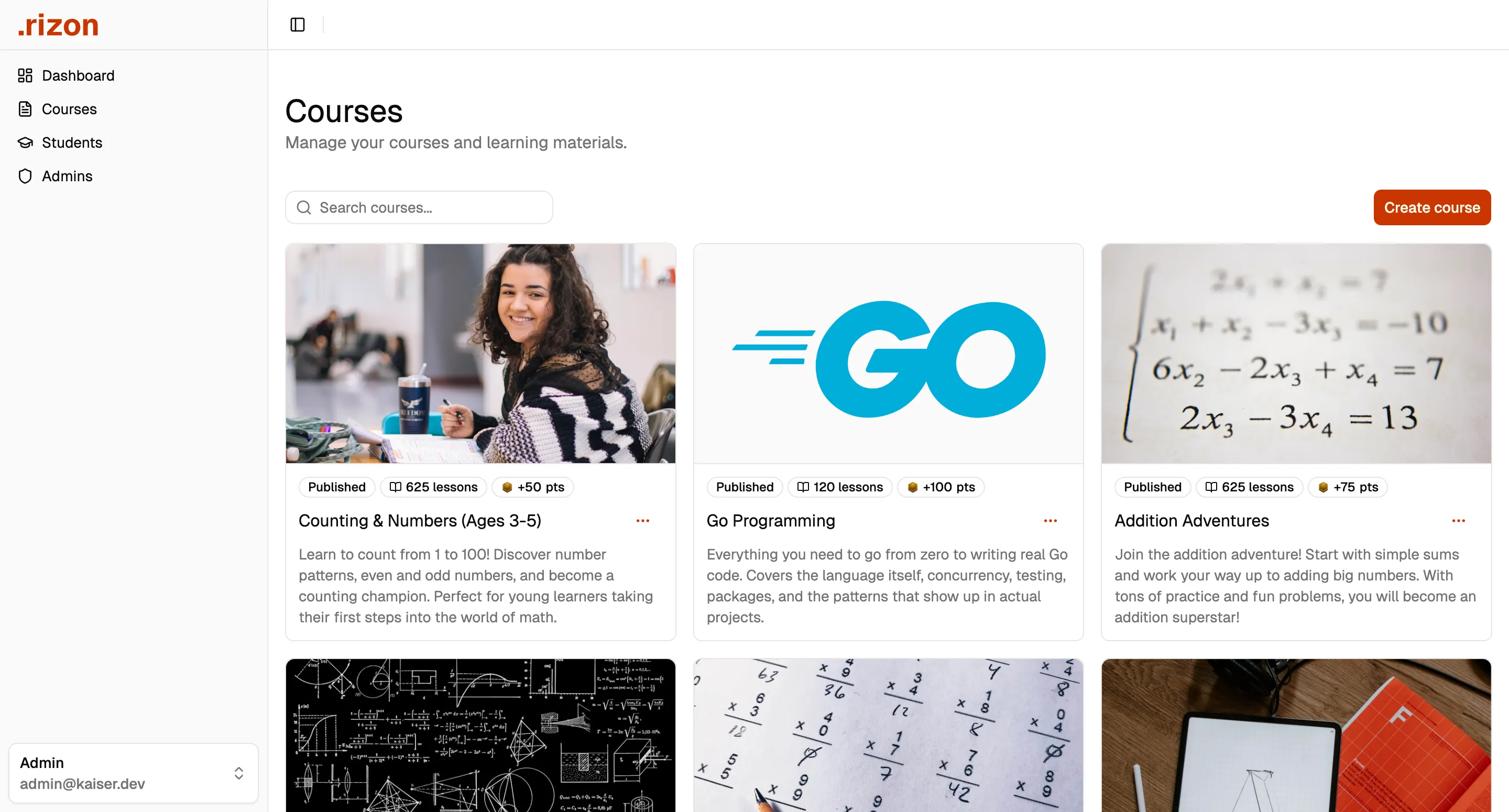 Kaiser Math Platform — screen 3