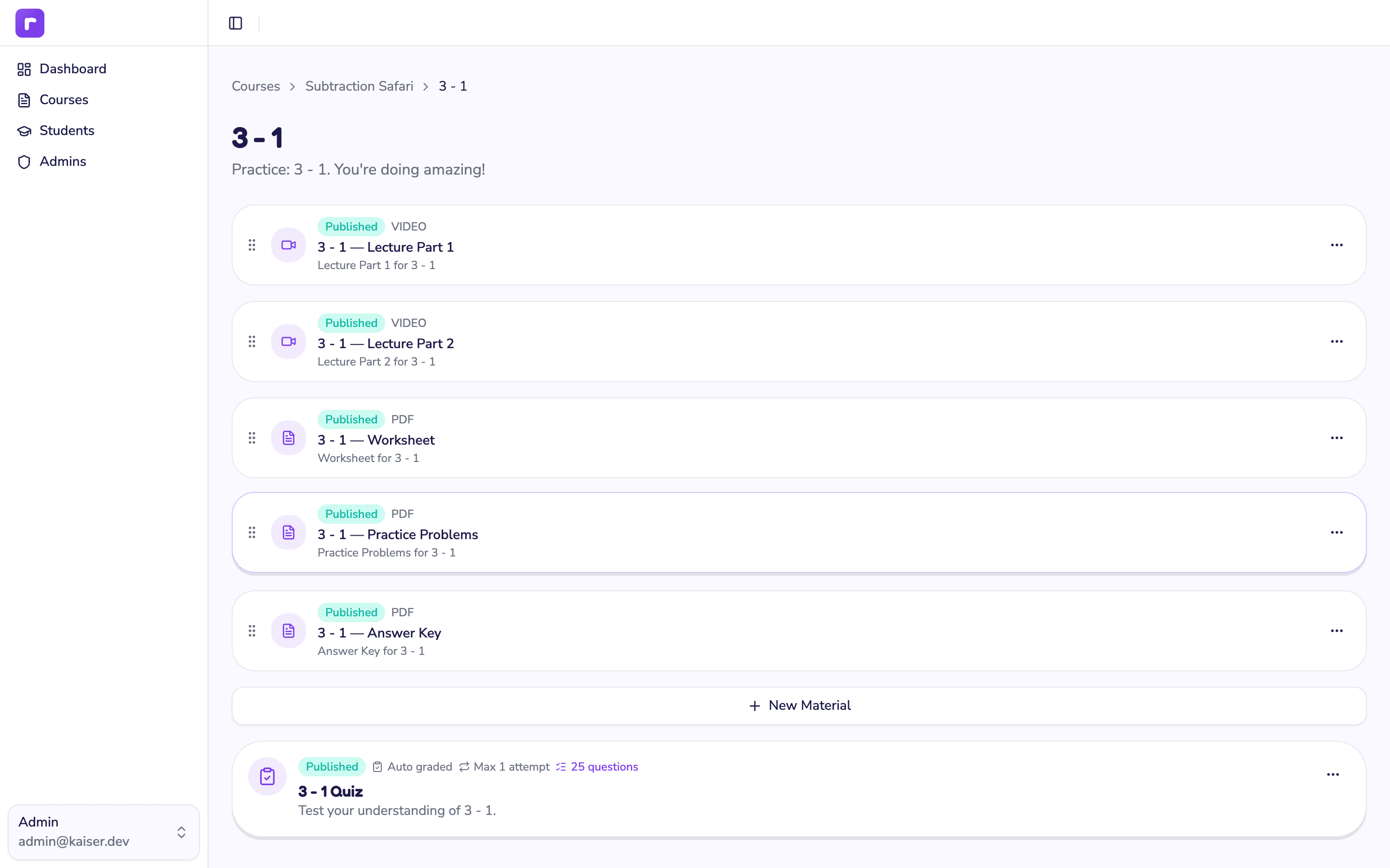 Kaiser Math Platform — screen 11