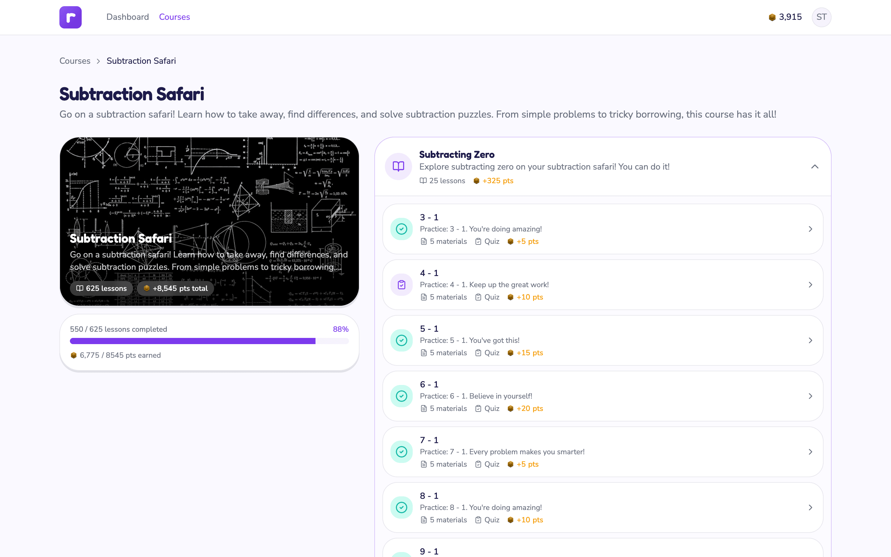 Kaiser Math Platform — screen 3