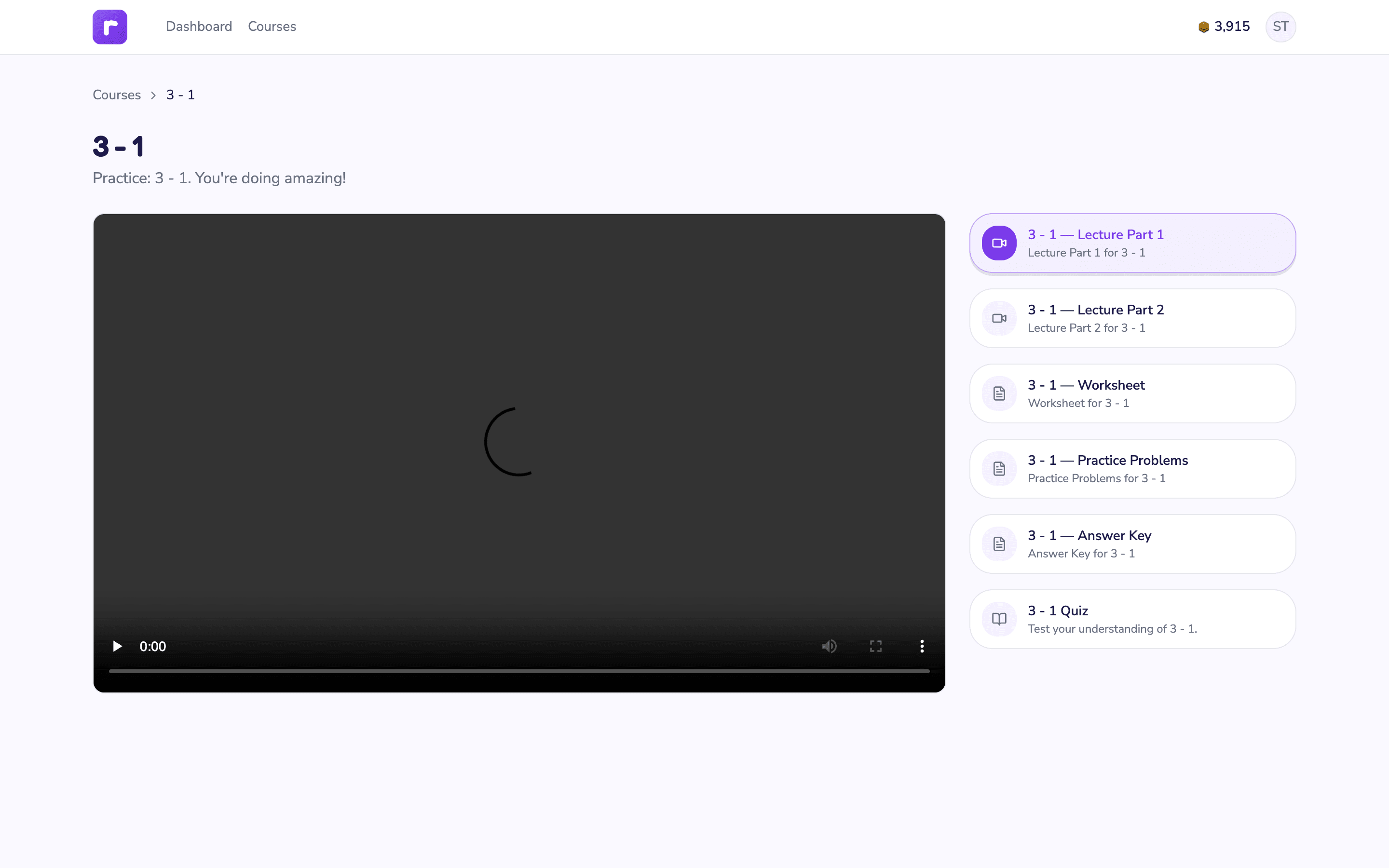 Kaiser Math Platform — screen 4