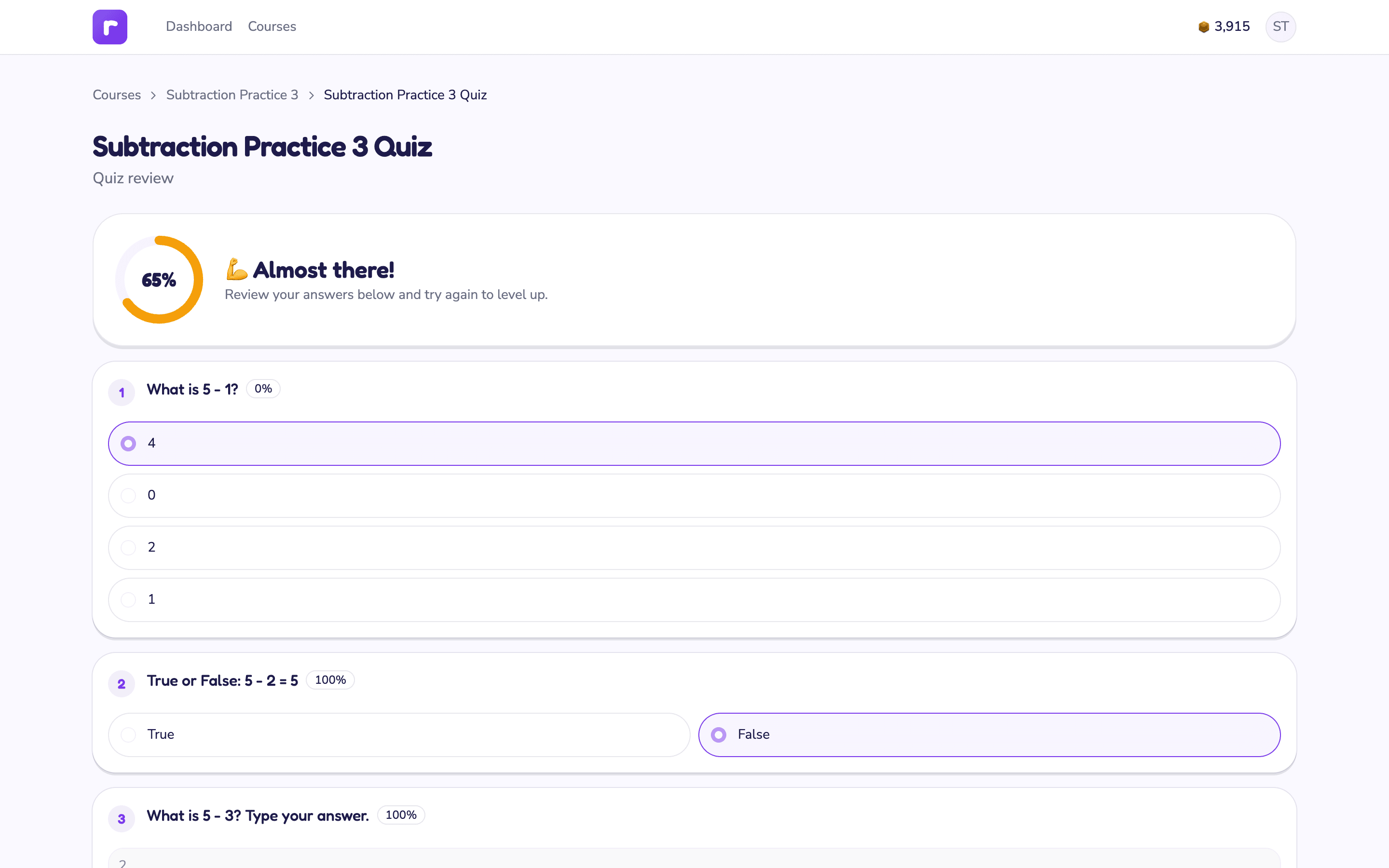 Kaiser Math Platform — screen 6